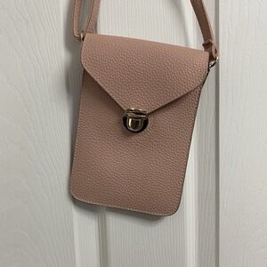 Small Crossbody Purse Shoulder Bag Phone‎ Case Pink-gold Emblems